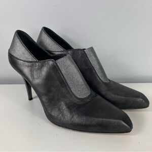 DONALD J PLINER silver metallic leather slip on pointed toe heel